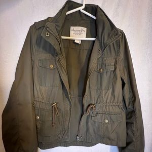 Dark army green jacket with hood